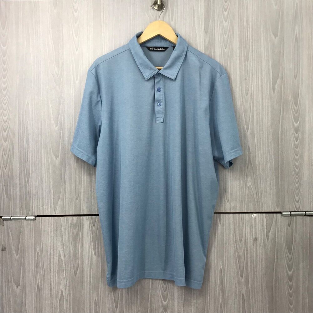 Travis Mathew Men's XXL Blue Light‎ Ocean Side Heather Golf Polo Shirt